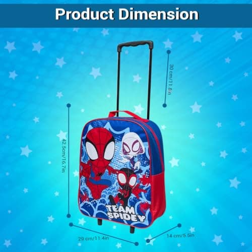 Marvel Spiderman Kids Cabin Bag Suitcase for Boys - Lightweight with Wheels & Telescopic Handle - Ideal for Short Breaks, Holidays, Sleepovers, School Trips (Spiderman) — view 2