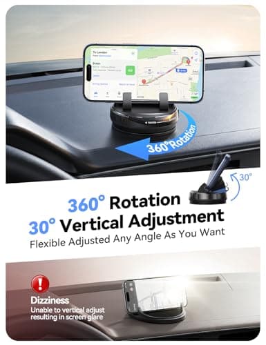 JOYROOM Dashboard Phone Holder with Gel & Suction Cup Universal Mobile Holder for Cars Compatible with iPhone Samsung Android Smartphones and Thick Cases up to 19mm — view 6