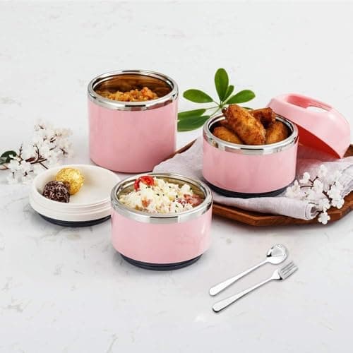 Lille Home Stainless Steel Lunch Box, Stackable 3-Tier, 1380ml — view 2