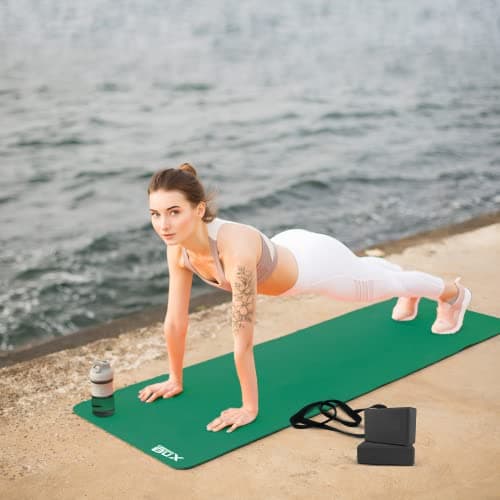 Xn8 Sports Yoga mat 10mm & 15mm Thick NBR Exercise Mat - Non-Tearable Pilates Mat with Extra Carry Strap - Yoga Mats for Women Men for Aerobics Lunges Planks Indoor & Outdoor 61Lx20Wx1.5 & 1Th — view 3