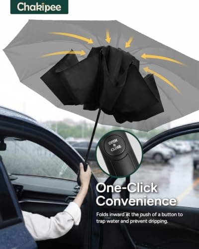 Chakipee Conlun Compact Umbrella Windproof Strong - Automatic Windproof Inverted Umbrellas for Men and Women, 210T Fabric 105cm Span, 10 Large Ribs Blue Umbrella 27 inch — view 6