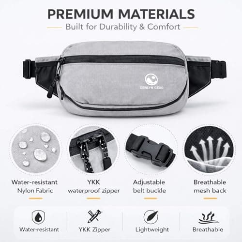 XENLYN GEAR Waterproof Bum Bag | Waist Fanny Pack & Running Belt for Men & Women | Adjustable Waist Bag with Zipper Pockets | Crossbody Bag for Travel, Hiking, Dog Walking, Festivals, Everyday Carry — view 4