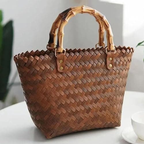 MINAOLULUS Straw Tote Bag Fashionable Woven Beach Bag for Women Lightweight Large Capacity Handbag for Shopping Summer Holiday — view 3