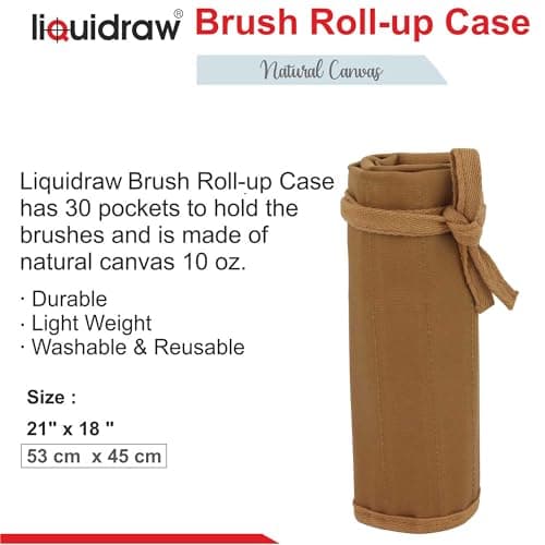 Liquidraw 30 Pocket Roll Up Canvas Paint Brush Holder 53 x 45cm (Brown) — view 5