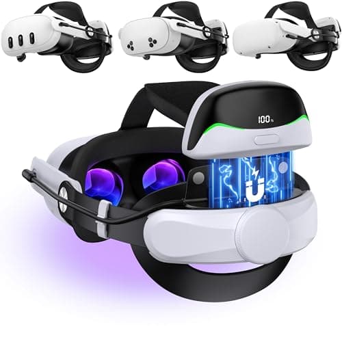 Head Strap with 10000mAh Magnetic Battery Pack Cables for Meta Quest 3S/3/2, Adjustable Comfort Head Strap for Elite Strap,Lightweight VR Headset Strap Enhanced Support&Comfort&Reduce Pressure