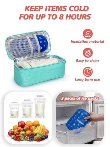 Leng Ke Breastmilk Cooler Bag - Breast Milk Cooler Travel Bag with Temperature Display, Insulated Breastmilk Cooler Bag for Travel, Breastmilk Storage Bag for Daycare Travel Nursing Mom (Green) — view 4