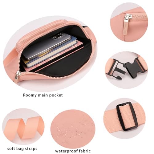 Bumbags for Ladies Bum Bag Fanny Pack Men Women Waist Pack Lightweight Adjustable for Running Walking Hiking Jogging (Pink) — view 2