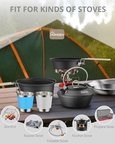 HOMGEN Non-Stick Anodized Aluminum Camping Cooking Set for 2-3 People — view 6
