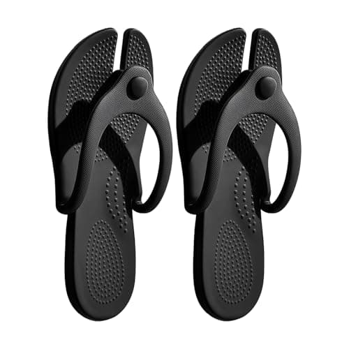Dry Shower Shoes Travel Slippers Folding Slippers Beach Sandals for Hostel Swimming Camping Travel Folding Travel for Women, Black, L~XL A