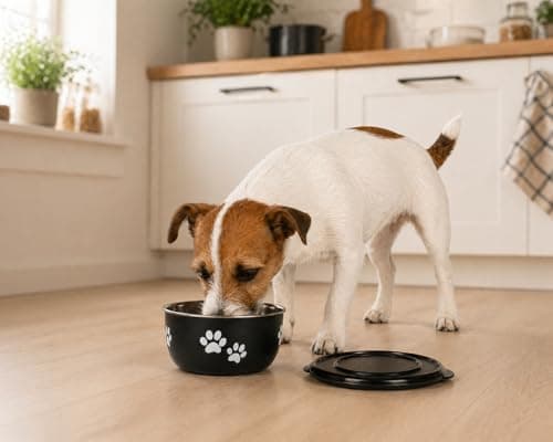 dog bowls - Kena black & silver with lid - size S - stainless steel - dog food bowl - 600 ml — view 2