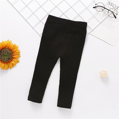 Baby Plain Leggings Toddler Cotton Ribbed Leggings Newborn Thermal Tights Baby Girls Trousers Solid Pantyhose Girls Stocking Tights Spring Winter (Black, 6-12 Months) — view 2