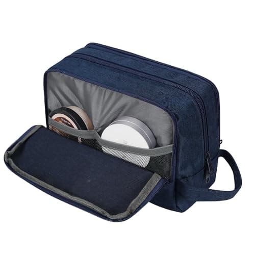 WANDF Toiletry Bag Water-Resistant Nylon Travel Wash Bag Lightweight Dopp Kit for Men and Women (Denim Pure Navy Blue) — view 3