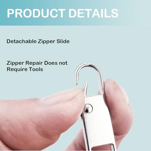 Verazquy 16Pcs Spare Zipper Pull Tab Replacement, Metal Zipper Clips Removable Handle Mend Fixer Pull with RemovableTabs Repair Accs Kit for Luggage Backpacks Purses Jackets Clothes Suitcases — view 4