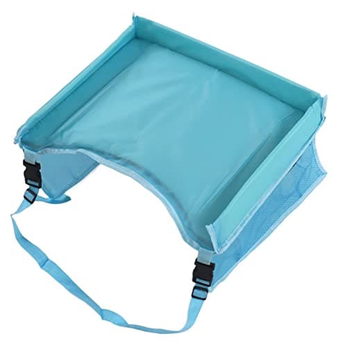 Kids Car Table Tray, Adjustable Storable Kids Travel Tray, Toddler Lap Desk Organizer for Toddler Travel (Sky Blue)