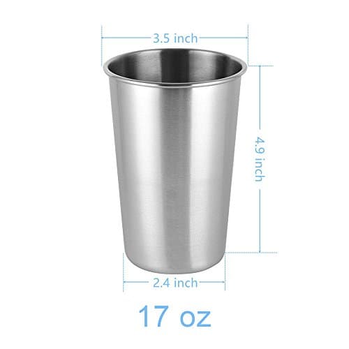 CherryKelly Stainless Steel Cup, Reusable Metal Beer Tumbler, Stackable Drinking Glass, BPA Free Mug, for Camping,Hiking, Outdoor, Indoor Activities,Kids - 500ml/17oz(5 Pack) — view 4