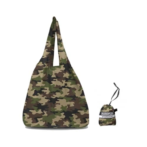 NANOPLUS Ultimate Foldable Travel Tote Bag - Reusable Shopping Bag - Compact & Portable & Lightweight (Camouflage, 19L)