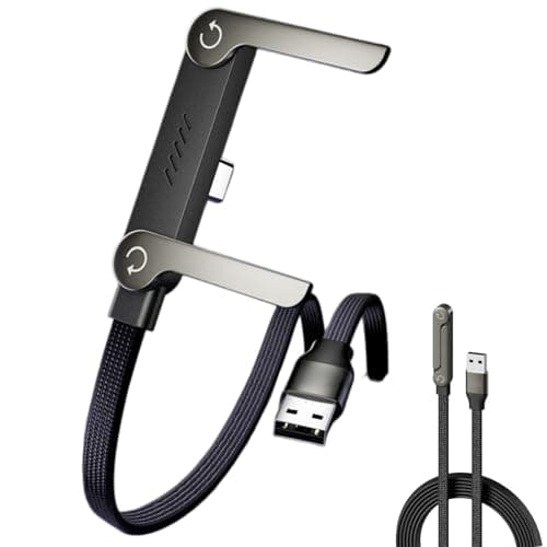65W Invisible Holder Charger Cable with Stand & Phone Lanyard, Fast Charging USB A to C, 2-in-1 Fast Charging Cord & Phone Sta/nd with Wrist Strap, Foldable Stand for Gaming, Anti-Theft Phone Strap