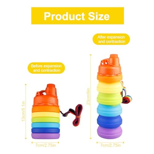 Hopzab Collapsible Water Bottle, 500ml Silicone Reusable Drink Container with Lanyard, Leak-Proof Travel Hydration for Outdoor Adventures and Everyday Use — view 2