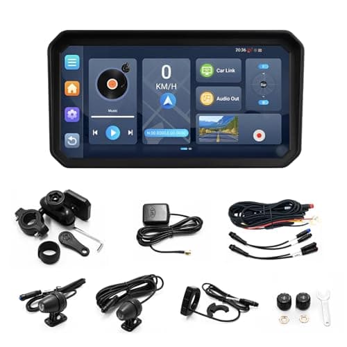 PUXZYAX Durable Motorcycle Dash Cam With Wireless Car Play Android Auto And