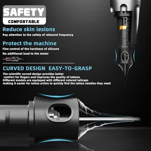 POSEIDON Wireless Tattoo Machine Kit with 20 Tattoo Cartridge Needles, Ink Set & 2 Rechargeable Batteries | Professional Portable Tattoo Pen Gun Set for Beginners | Complete Starter Supplies(PTK052) — view 5