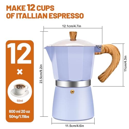 DITOSH 3 Cup Aluminum Espresso Stovetop Moka Pot Express Coffee Maker Percolator Italian Classic Mocha Coffee Machine for Italian and Cuban Cafe Brewing for Home & Camping 150ml 5oz (Purple, 12 Cup) — view 2