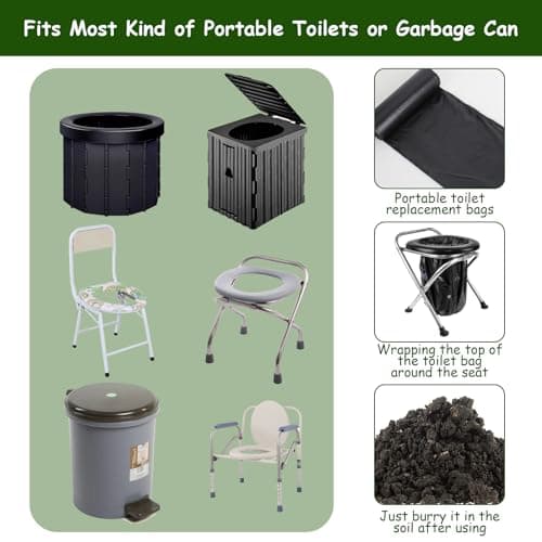 CTDMJ Camping Toilet Bags, 100 PCS (5 Roll) Thickened Compostable 30L 8 Gallon Portable Toilet Biodegradable Bin Bags for Camping, Hiking, Travel, Kitchen, Home — view 2