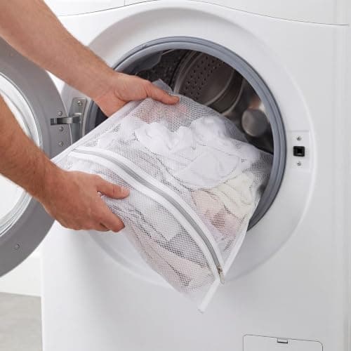 2 PCS Grey Coarse Mesh Laundry Bags with Zips, Large Reusable Washing Bags for Laundry Delicates, Durable Wash Bags for Washing Machine, Sweater, Coat, Lingerie, Travel Organizer — view 6