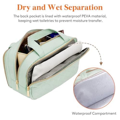 Lifewit Toiletry Bag for Women, Travel Wash Bag, Mint, Medium — view 5