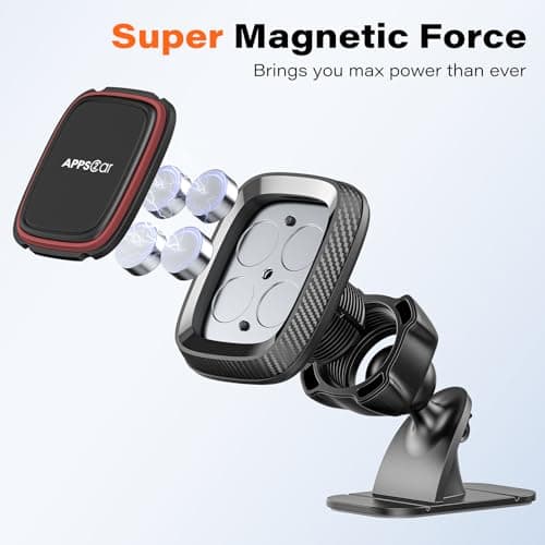 APPS2Car Magnetic Phone Mount, 360° Dashboard Holder, Universal Car Phone Magnet Compatible With iPhone 11 Pro XS Max X 8 Samsung Oneplus — view 5