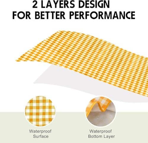 SAMSIER Outdoor Picnic Blankets Waterproof Foldable Sandproof, Large Gingham Cute Picnic Mat Washable Portable for Park Beach Camping Courtyard (Yellow, 200 x 200cm/80"×80") — view 4