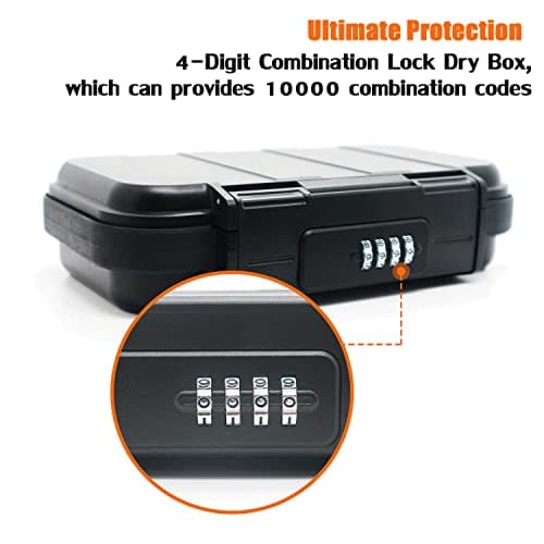 V·RESOURCING Portable Security Lock Box with 4 Digit Code,Outdoor Key Safe Box with Removable Wire Rope,Waterproof Shockproof Combination Lock Box for Home,Office,Hotel,Travel,Water Sports etc — view 3