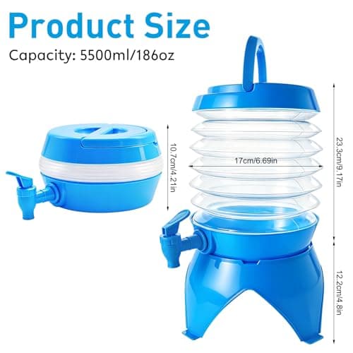 Yeelua 5.5L Collapsible Water Dispenser, Reusable Plastic Drink Dispenser with Tap, Portable Drink Container, for Party Drink, Chilled Juice, Cocktails — view 2