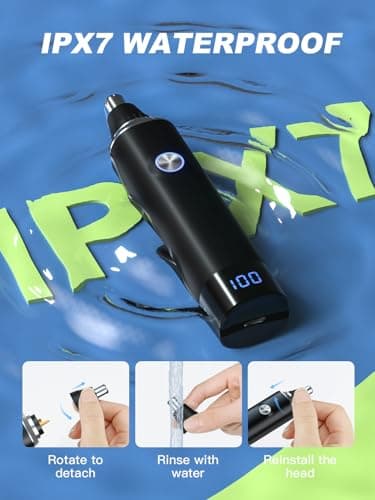 Rechargeable Nose Hair Trimmer for Men and Women, 2024 Upgrade, Painless USB Nose Trimmer, Ear and Nose Clipper, Facial Hair Removal, Easy to Clean, Dual Edge Blades, IPX7 Waterproof — view 5