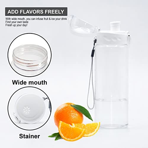 GearTek Clear Plastic Water Bottle | No Markings Sports Water Bottle | Leak Proof Re-Usable Flip Top Plastic Drinks Bottles for Exams, Outdoors, Gym, Cycling and Schools (Clear-Chug700ml) — view 3