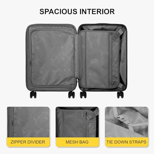 LEVEL8 Carry-on Suitcase 20-Inch, Expandable 4 Wheel Cabin Luggage, ABS+PC Hardshell Spinner Trolley Lightweight with Laptop Compartment, TSA, Blue — view 5