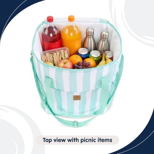 Whitesands Large 20L Family Cool Bag, Insulated Lining, Spacious Outer Pockets, Keeps Food Fresh & Cool for 6 Hours, Carry Handle & Shoulder Strap For Picnics — view 5