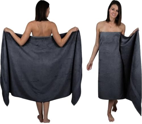 Wholesale Trade Dealz Extra Large Bath Sheet 100 x 200 cm Super Jumbo Big Bath Sheets Towels Beach Body Wrap XL Bath Towels 600-GSM (Charcoal Grey) — view 2