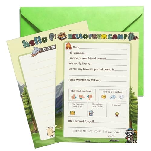 12 Sets Camp Stationary Set Letter and Envelopes for Boys and Girls
