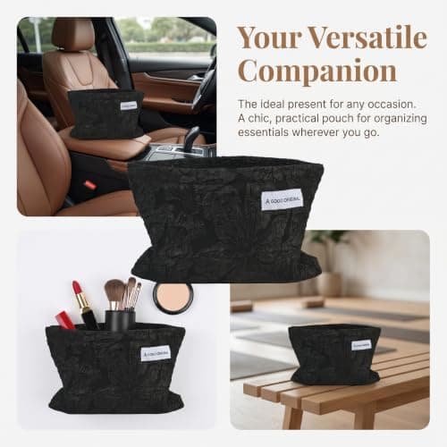 Make Up Bag Travel Toiletry Bag for Women Large Cosmetic Bags Small Black Pouch with Metal Zipper Mini Makeup Organiser Bag for Daily Use and Gym — view 5