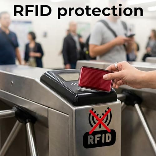 RFID Blocking Credit Card Holder 2 Pack – Aluminium Card Wallets for Men & Women, Metal ID Organiser Wallet with 6 Slots, Red & Blue, Slim Travel Credit Card Protector & Card Holder, Compact Gift Set — view 5