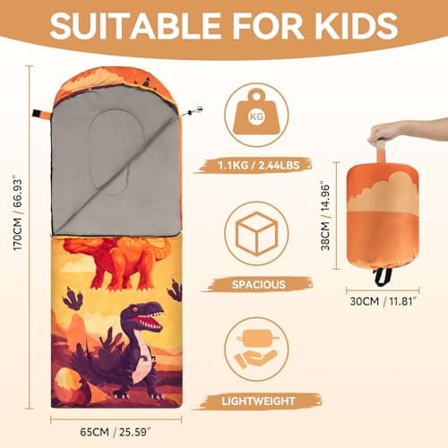 Lightweight Kids Sleeping Bag for Camping, Child Sleeping Bag with Pillow — view 2
