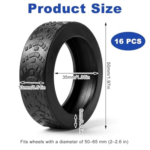 orwayhu 16 PCS Suitcase Wheel Protectors, Black Silicone Suitcase Wheel Covers, Anti Slip Noise Reduction Luggage Wheel Protectors for Travel Cases, Trolleys and Office Chairs, Fits 5-6.5cm Wheels — view 2