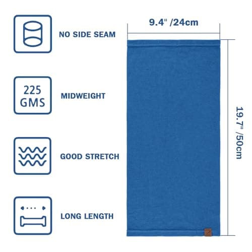 ACUSHLA 100% Merino Wool Neck Gaiter, Ski Mask Neck Warmer Unisex, Cyan — view 5