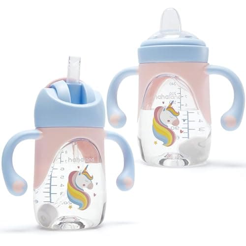hahaland 2 in 1 Baby Cups & Sippy Cup with Straw and a Spout 240ML