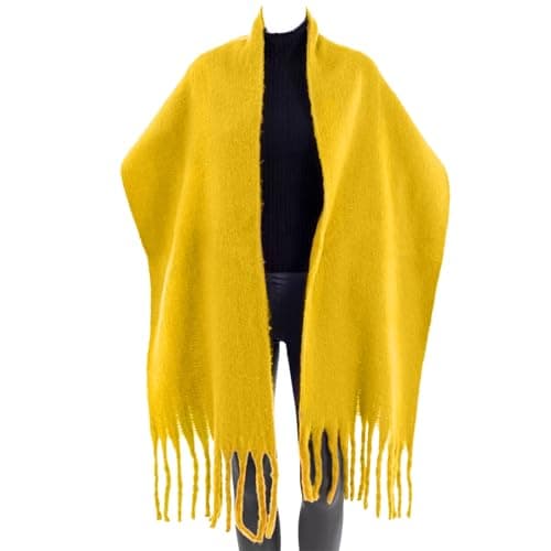 TUSHUSTY Scarf for Women Men Winter Plaid Soft Warm Neck Wrap, Yellow — view 3