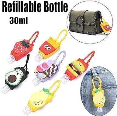 Wyjuan 3 Pcs Strawberry Empty Travel Bottle Hand Sanitizer, Silicone Case Keychain Carrier, Refillable Bottle Cosmetic Container for Cosmetic Containers, Refillable Portable Travel Containers Tools — view 4