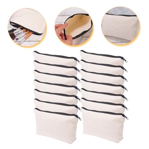 Alipis Canvas Zipper Pouch 14pcs White Blank DIY Travel Storage — view 6