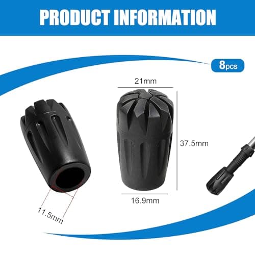 8 Pack Anti-Slip Rubber Tips for Trekking Nordic Poles Replacement Ferrules — view 2