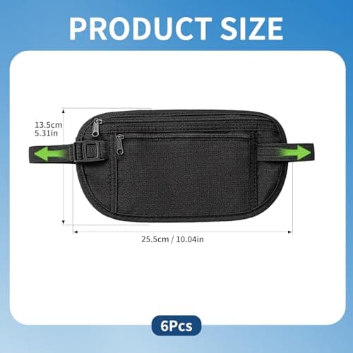 Verazquy 2Pcs Travel Money Belt, Ultra-Thin Money Belts Hidden Passport Holder Secure Travel Pouch Hidden Bumbag Under Clothes Blocking Wallet Waist Pack Anti Theft for Women Men — view 2