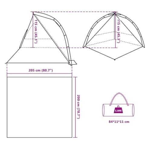 vidaXL Beach Tent Azure Blue Quick Release Waterproof — view 3